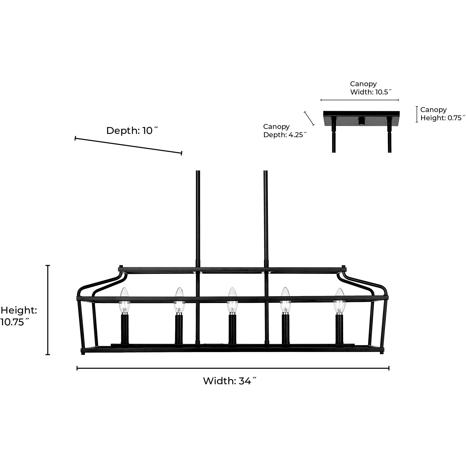 Nellita 5 Light 34 inch Matte Black Linear Chandelier Ceiling Light