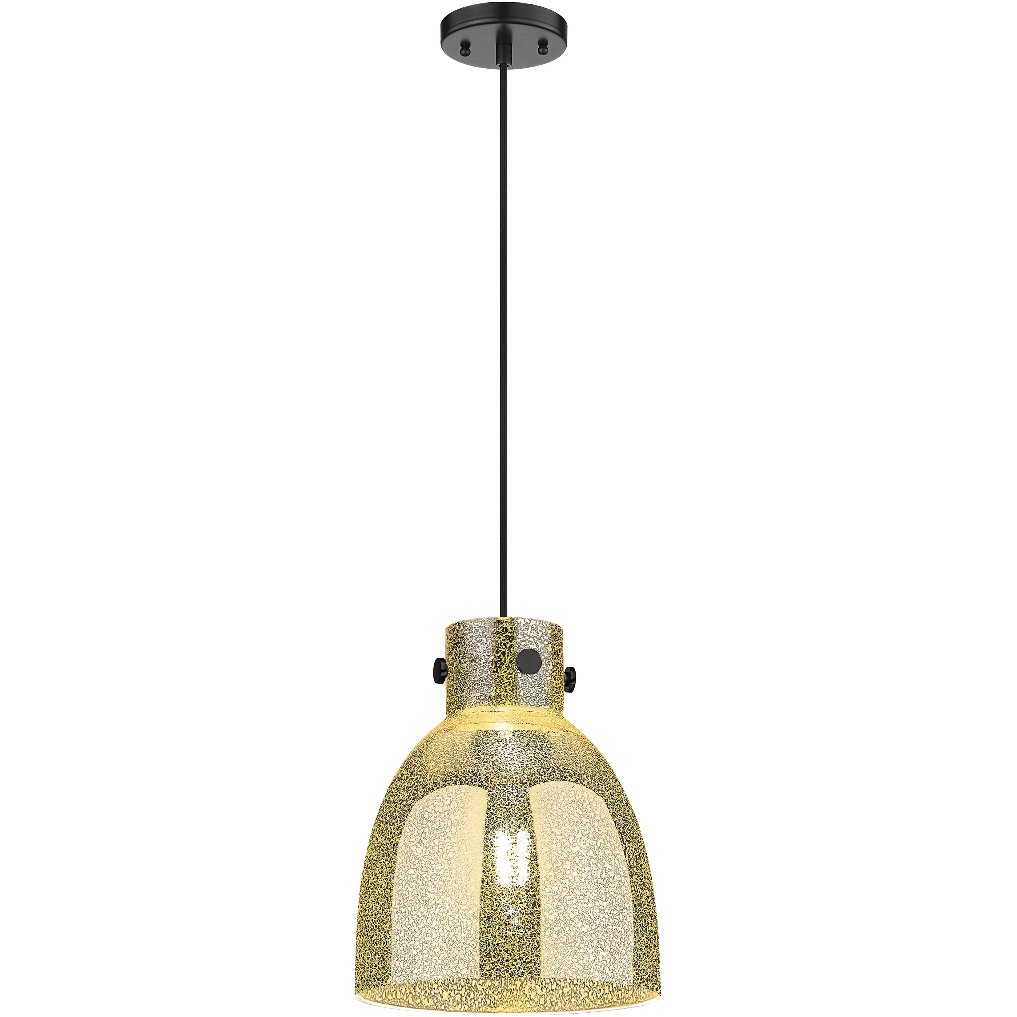 Downtown Urban Newton Bell 1 Light 10 inch Matte Black Pendant Ceiling Light in Mercury