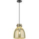 Downtown Urban Newton Bell 1 Light 10 inch Matte Black Pendant Ceiling Light in Mercury