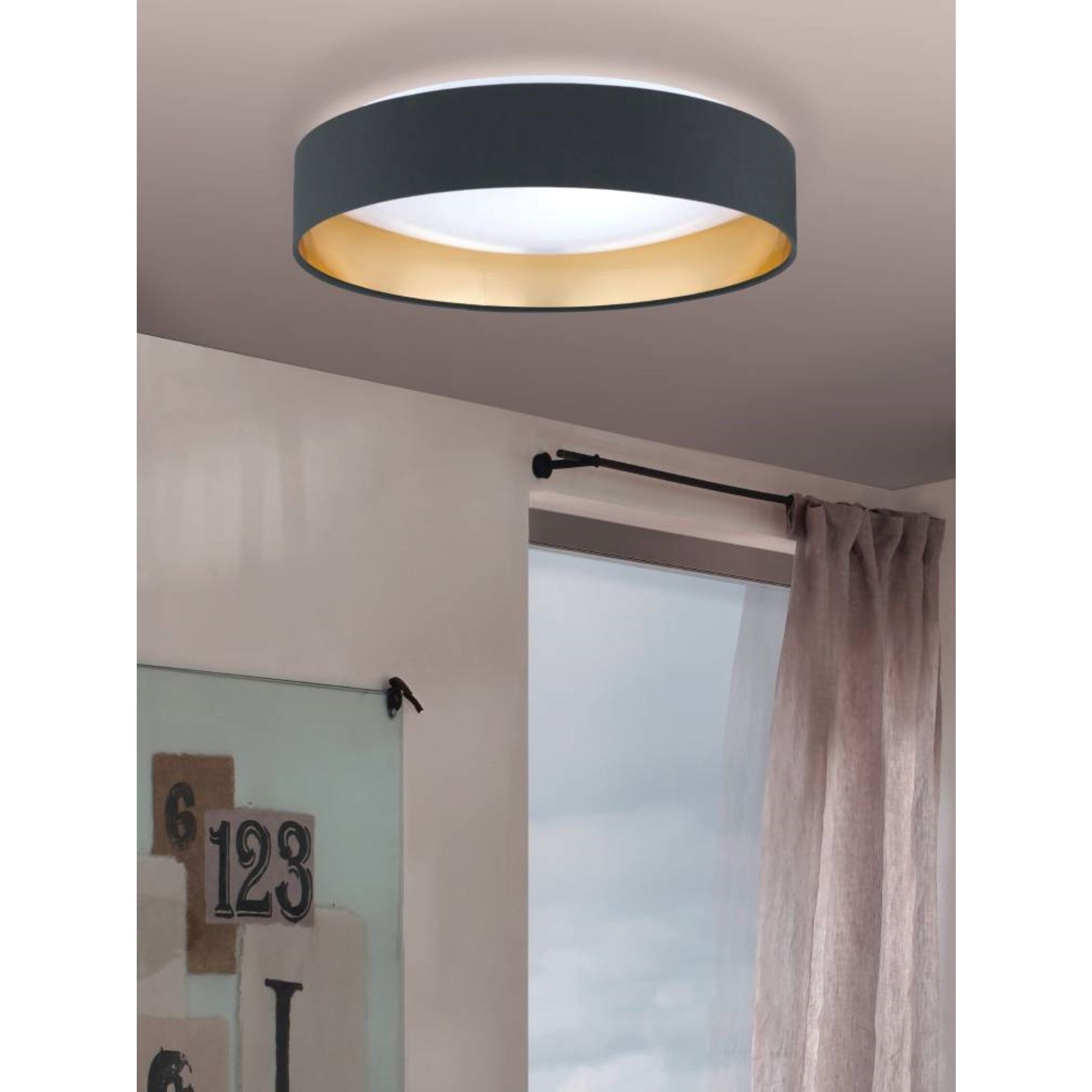 Maserlo LED 15.95 inch Black and Gold Flush Mount Ceiling Light
