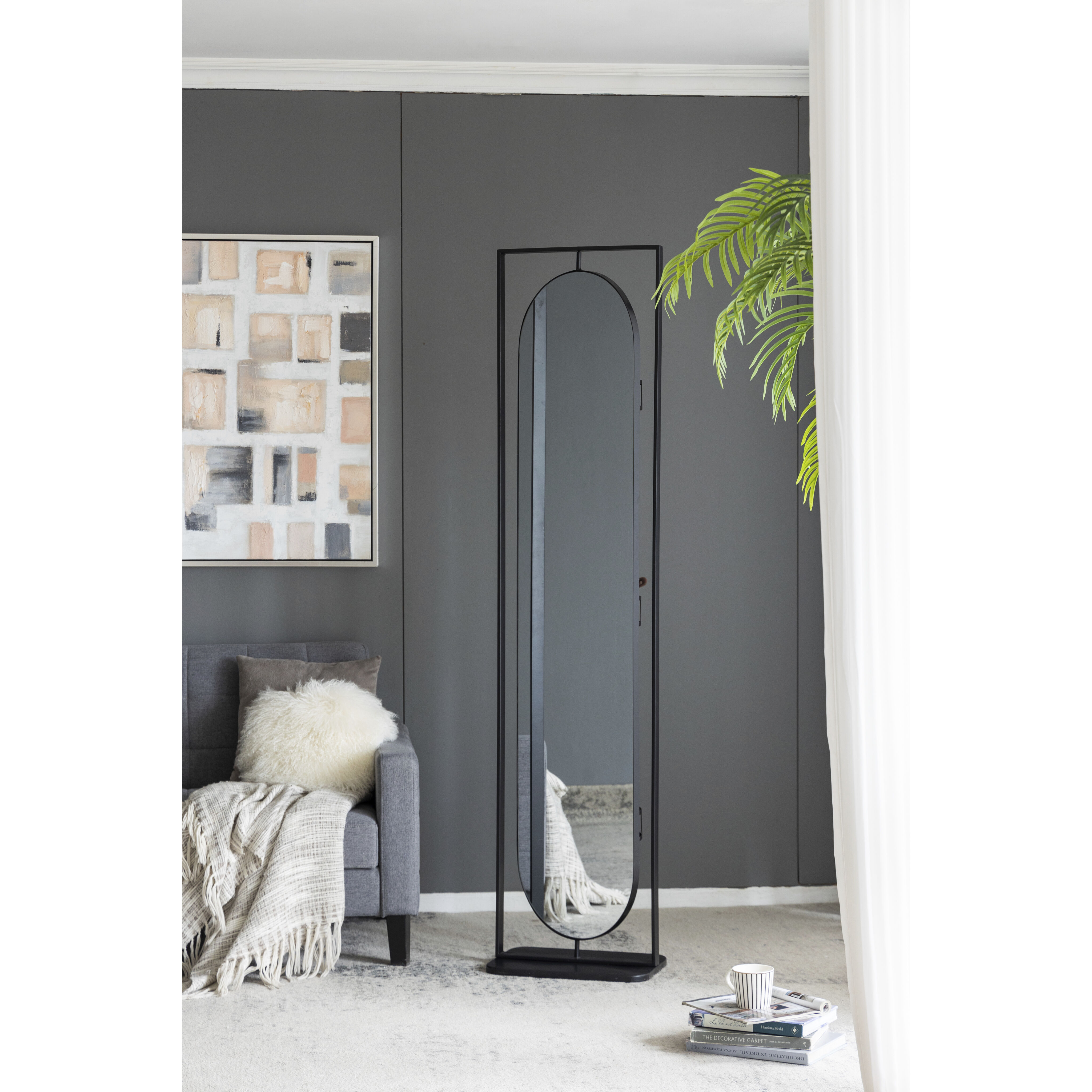 Full 77.8 X 18.1 inch Black Mirror