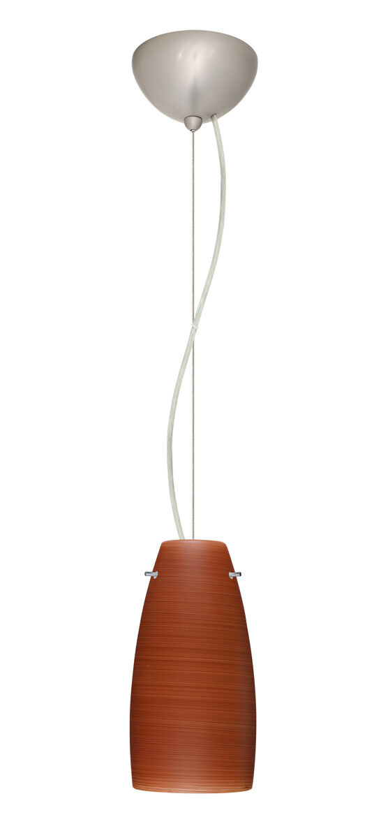 Tao LED Satin Nickel Pendant Ceiling Light in Cherry Glass
