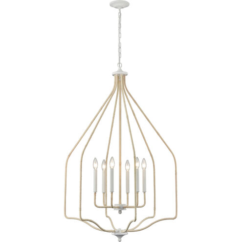 Breezeway 6 Light 27.75 inch White Coral with Natural Pendant Ceiling Light