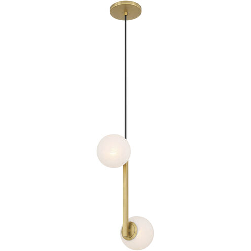 Curven 2 Light 11.25 inch Legacy Brass Pendant Ceiling Light