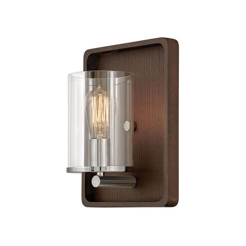 Eton 1 Light 9 inch Dark Walnut/Polished Nickel Sconce Wall Light