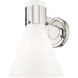 Lawton Cone Sconce Wall Light in Polished Nickel, Gloss White Glass