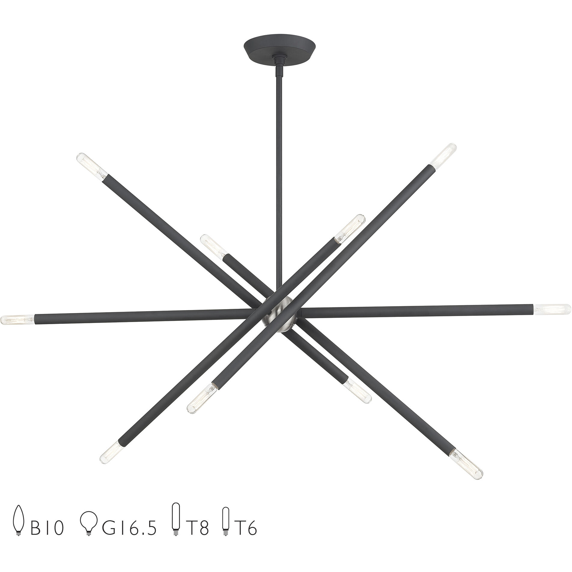 Soho Linear Chandelier Ceiling Light in Scandinavian Gray with Brushed Nickel Accents