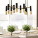 Anem 10 Light 12 inch Matte Black and Satin Gold Down Chandelier Ceiling Light
