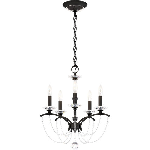 Priscilla 5 Light Black Chandelier Ceiling Light in Optic, Black Matte, Adjustable Height