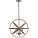 Bluffton 4 Light 18 inch Iron and Wood Pendant Ceiling Light