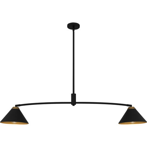 Alscott 2 Light 52 inch Matte Black Linear Chandelier Ceiling Light, Large