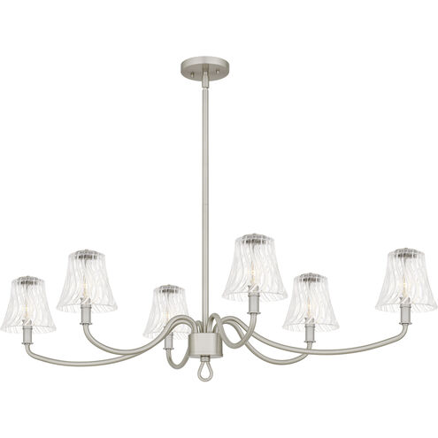 McKinney 6 Light 44 inch Brushed Nickel Linear Chandelier Ceiling Light, Medium