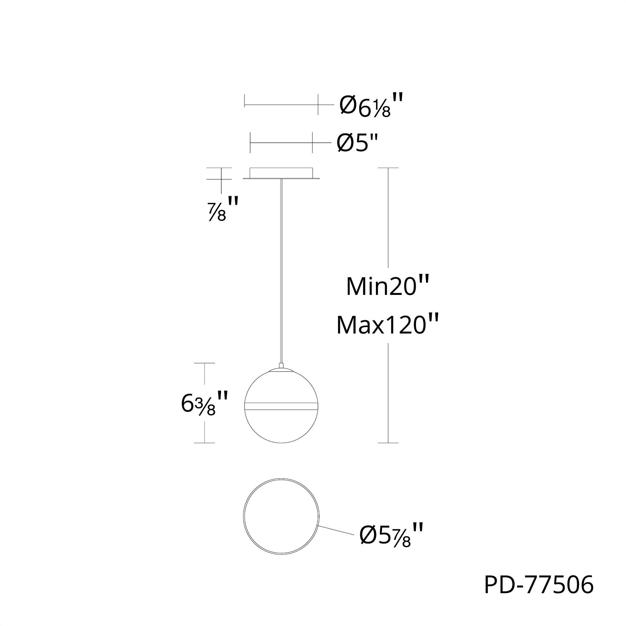 Cyllindra LED 6 inch Black Chrome Pendant Ceiling Light in 3000K, Black/Chrome, dweLED