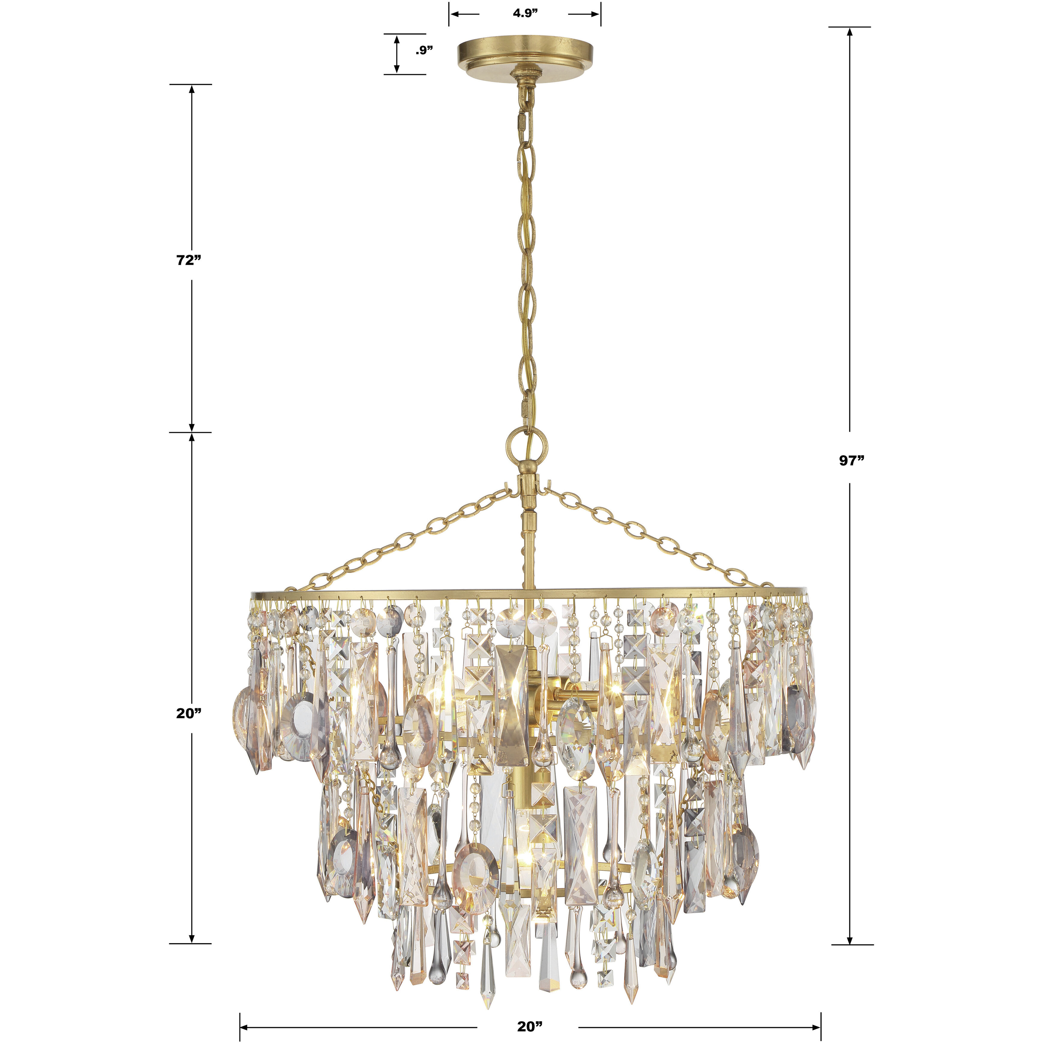 Elsa 3 Light 20 inch Antique Gold Chandelier Ceiling Light