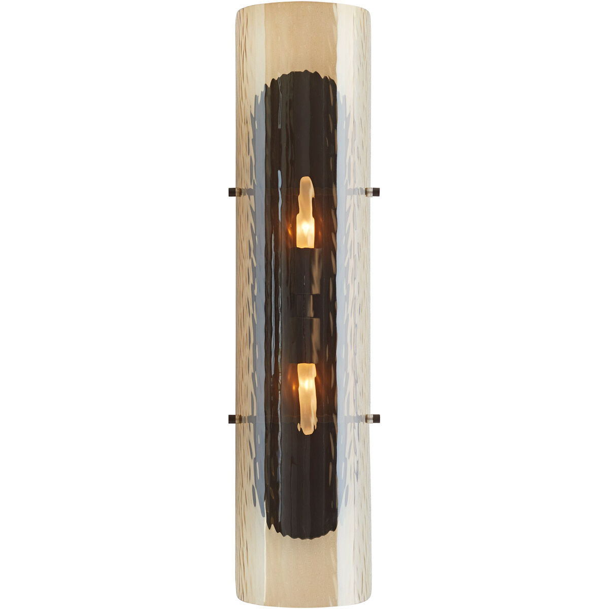 Bend Sconce Wall Light in Rippled Amber Glass