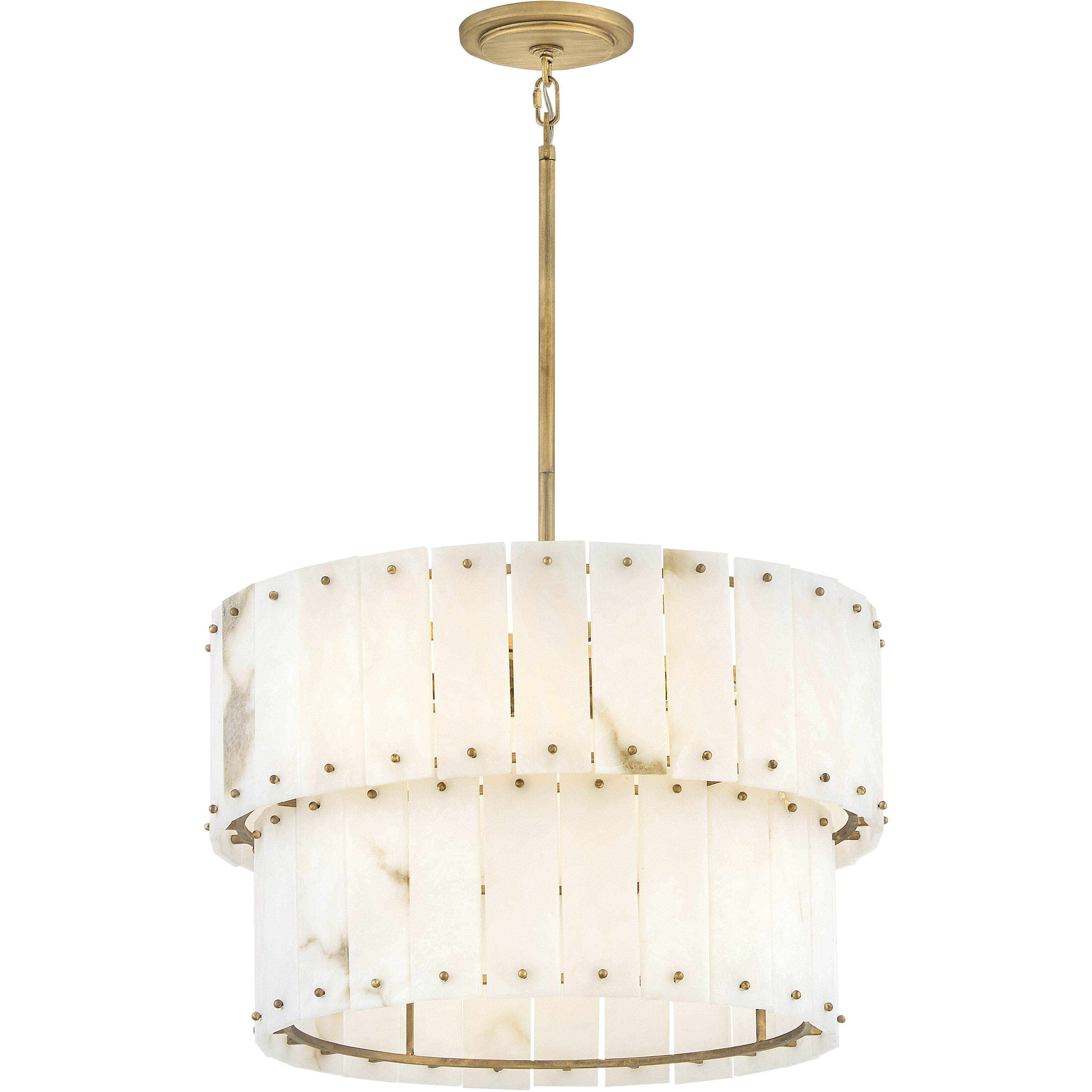 Simone LED 24 inch Burnished Gold Chandelier Ceiling Light in Alabaster, Drum