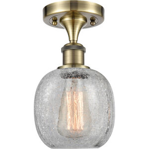 Ballston Belfast LED 6 inch Antique Brass Semi-Flush Mount Ceiling Light in Clear Crackle Glass, Ballston