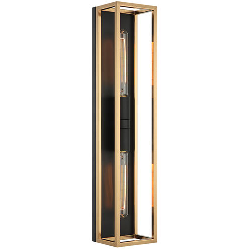 Shadowbox Wall Sconce Wall Light in Black and Aged Gold Brass