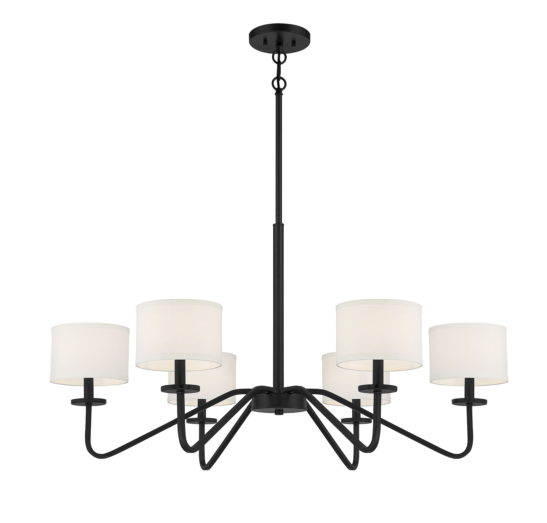 Transitional 6 Light 42 inch Matte Black Chandelier Ceiling Light