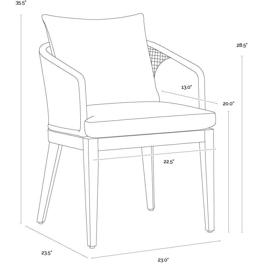 Capri Natural / Gracebay Grey Outdoor Dining Armchair