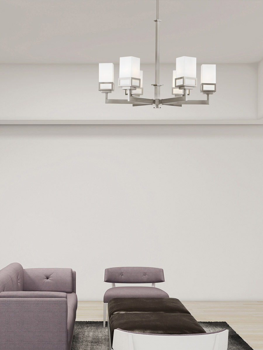 Harding 6 Light 29 inch Brushed Nickel Chandelier Ceiling Light