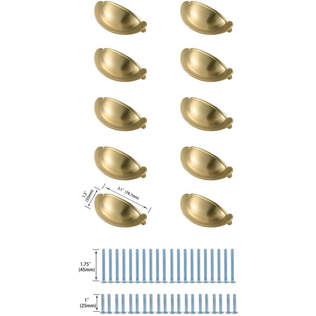 Claude Brushed Gold Hardware Drawer Pull, Set of 10