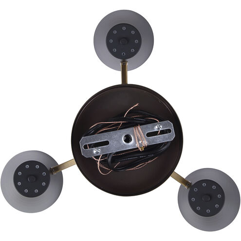 Harken 3 Light 23 inch Black/Gold Chandelier Ceiling Light