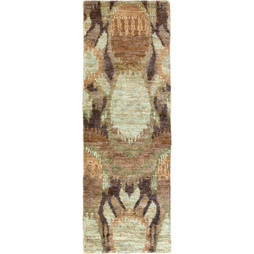 Scarborough 96 X 30 inch Khaki, Dark Green, Tan, Dark Brown, White Rug