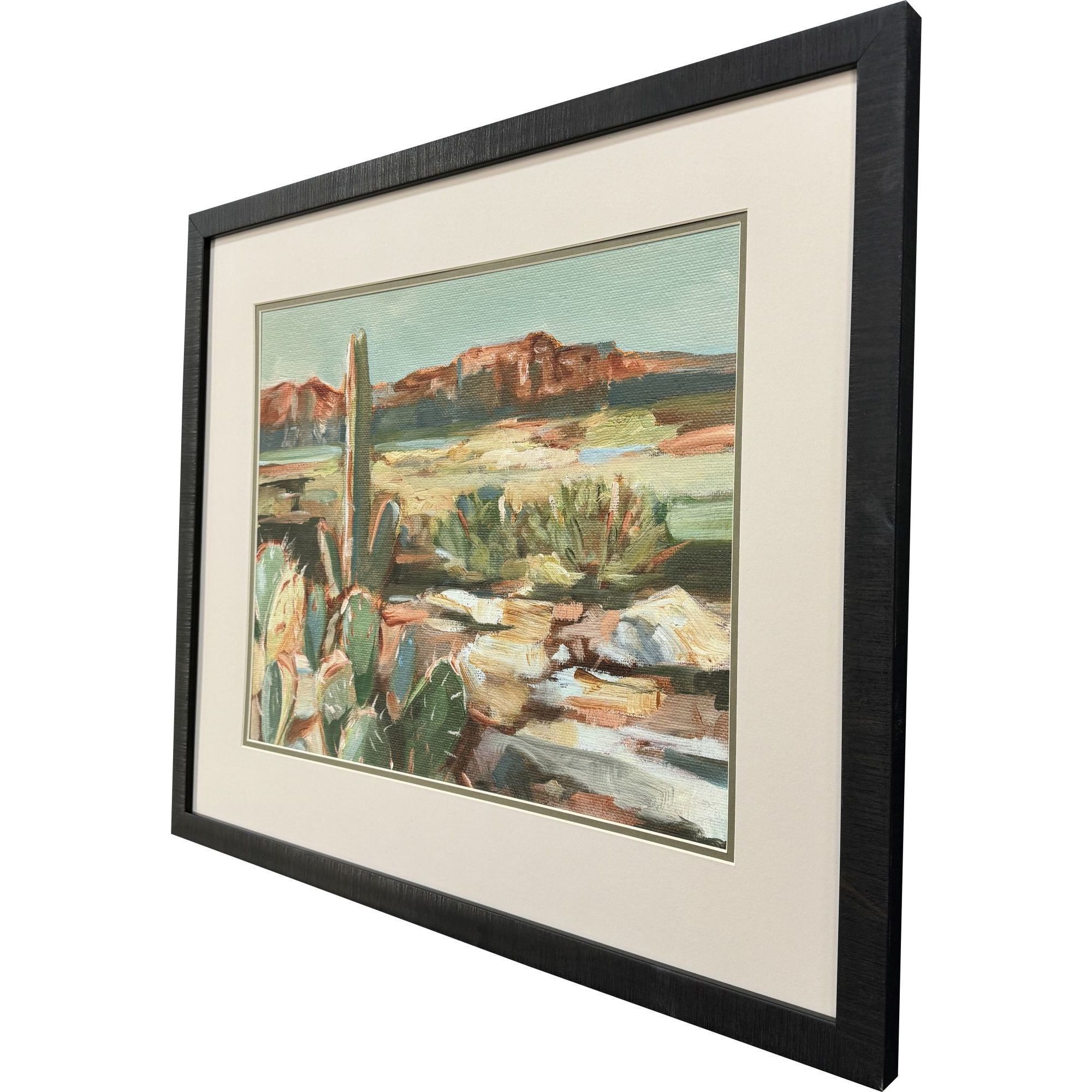 Pop Desert Green and Rust and Orange and Beige Framed Art, Propac