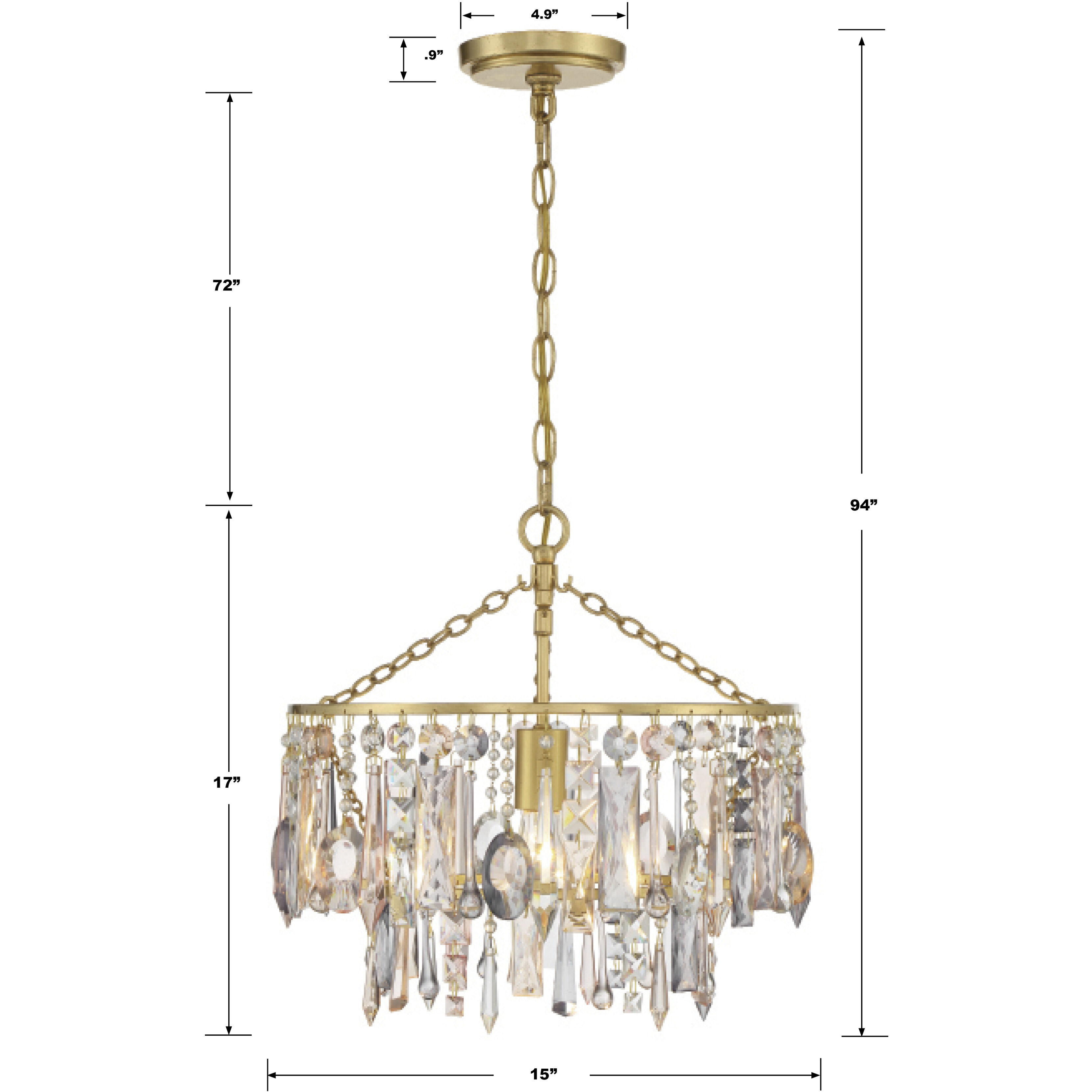 Elsa 1 Light 15 inch Antique Gold Chandelier Ceiling Light