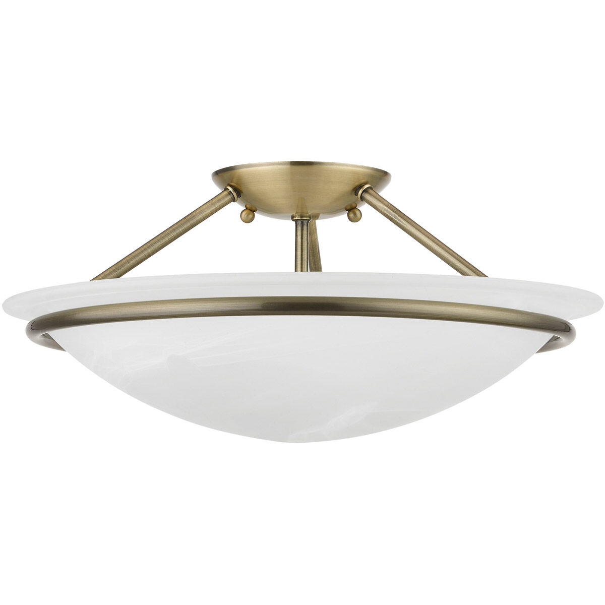 Newburgh 3 Light 16 inch Antique Brass Semi-Flush Ceiling Light