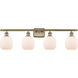 Ballston Belfast 4 Light 36 inch Antique Brass Bath Vanity Light Wall Light in Incandescent, Matte White Glass, Ballston