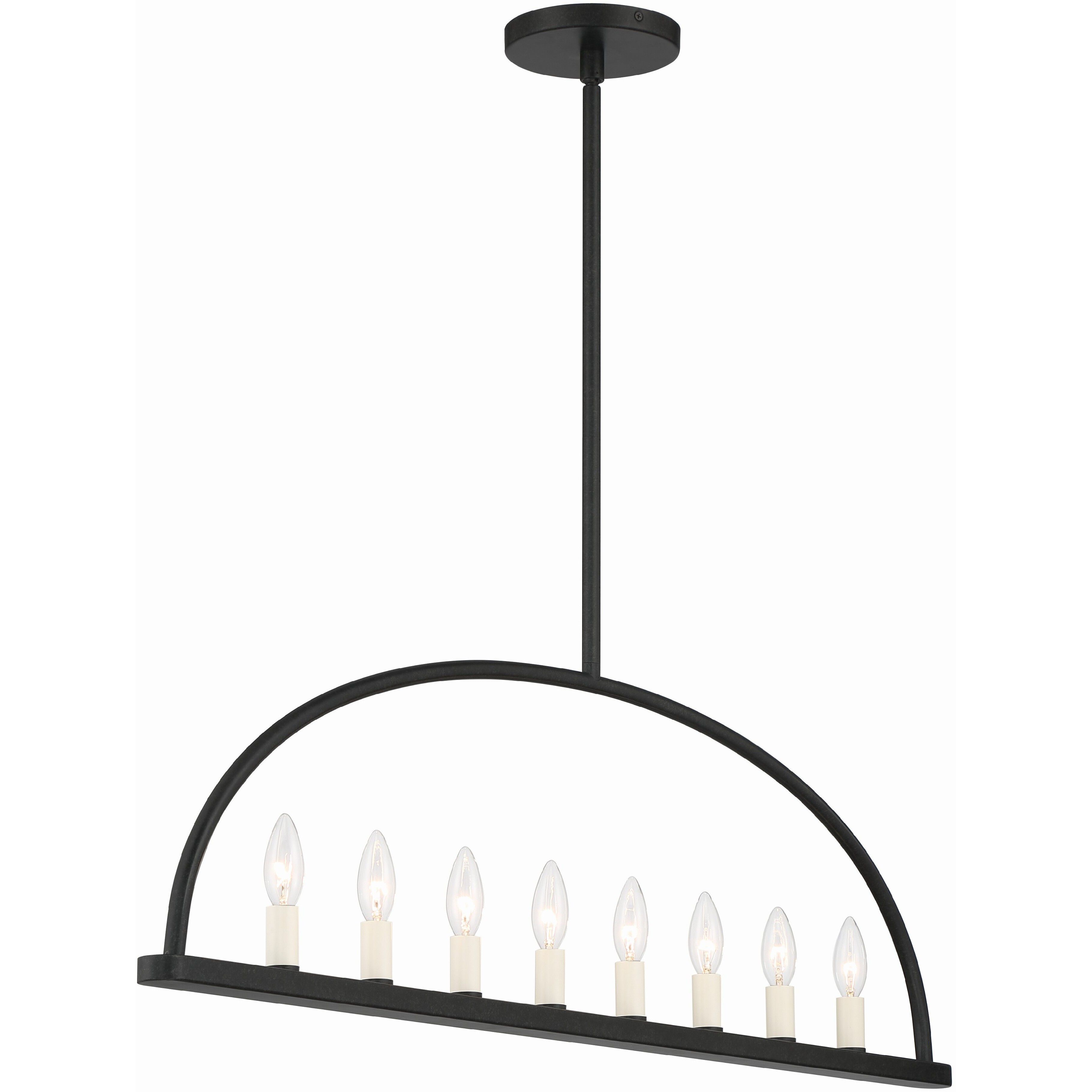 Abbott 8 Light 42 inch Black Linear Chandelier Ceiling Light in Antique White