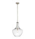 Everly 1 Light 14 inch Brushed Nickel Pendant Ceiling Light in Clear Seeded