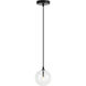 Bolha 1 Light 5.88 inch Black Pendant Ceiling Light in Black and Clear