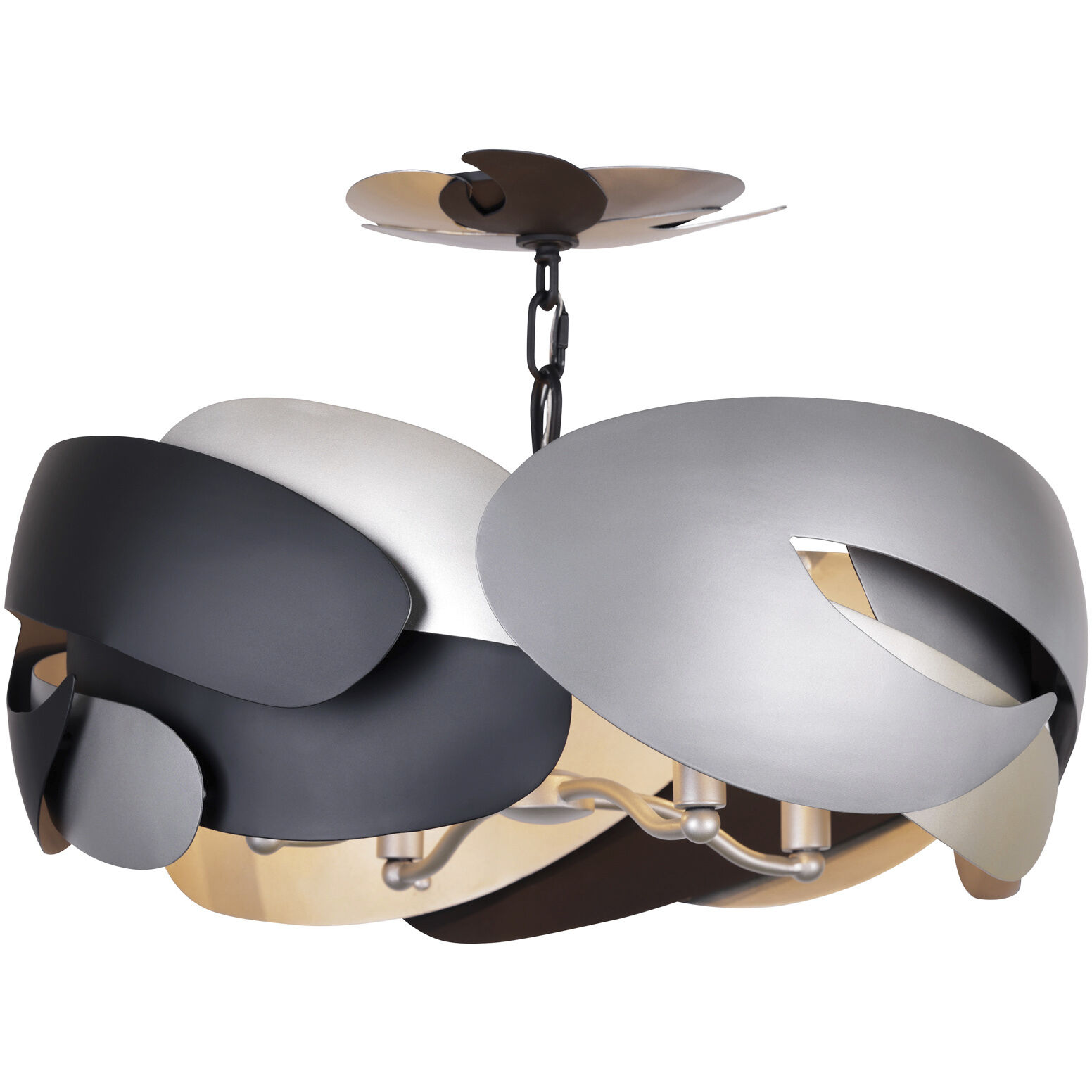 Metalo Misto 4 Light 20 inch Brass / Cola Grey / Matte Black Semi Flush Ceiling Light