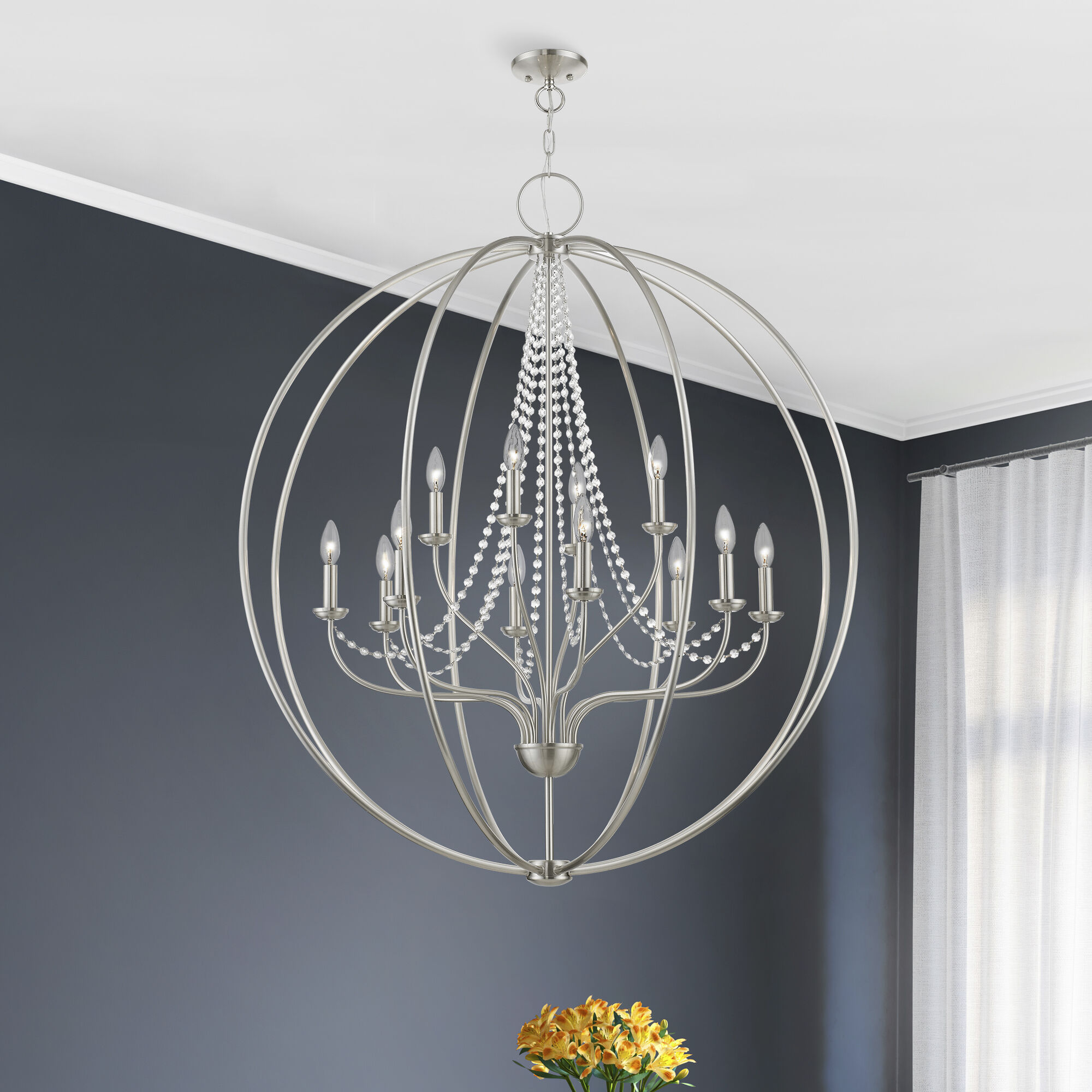Arabella 12 Light 40 inch Brushed Nickel Grande Foyer Chandelier Ceiling Light