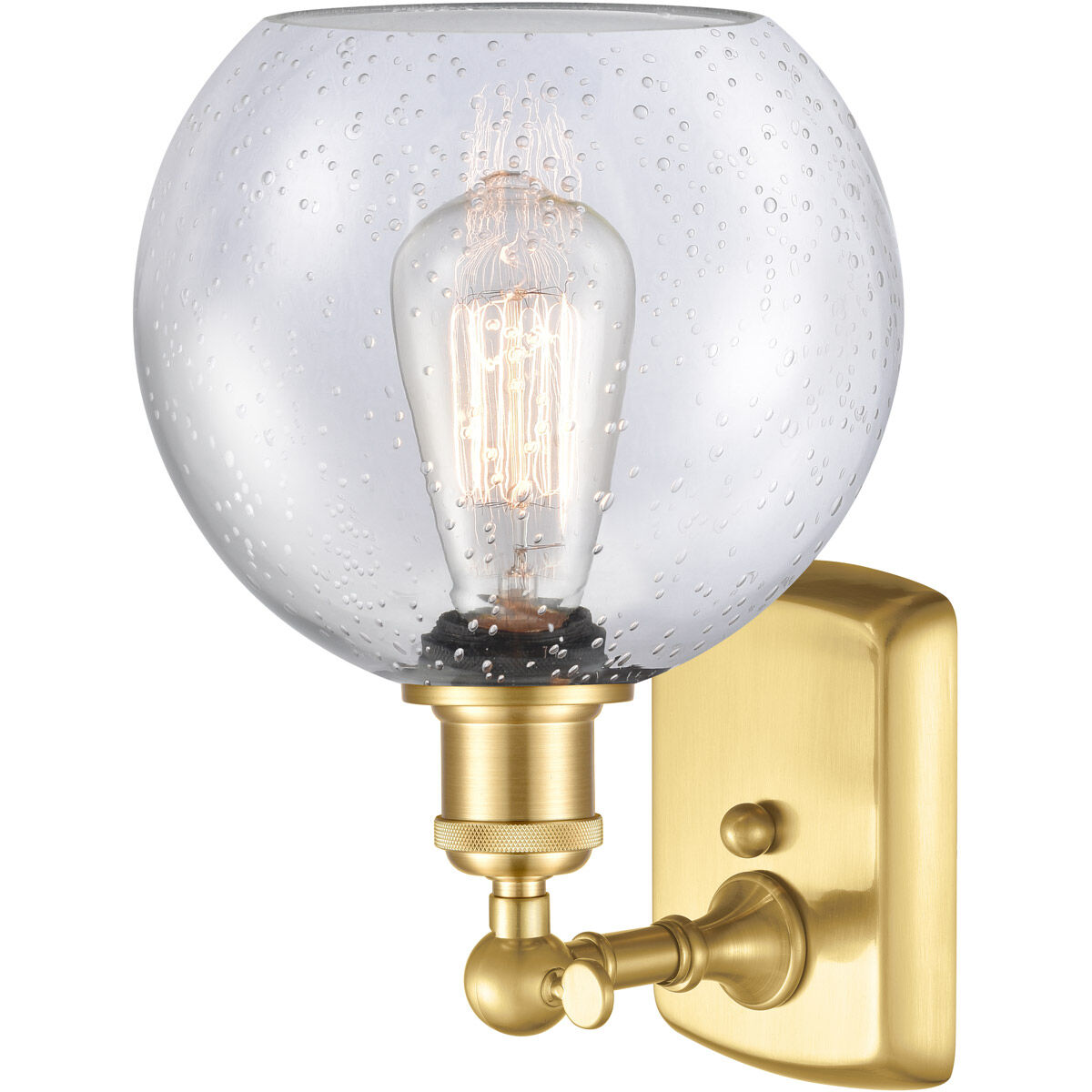 Ballston Athens LED 8 inch Satin Gold Sconce Wall Light in Seedy Glass, Ballston