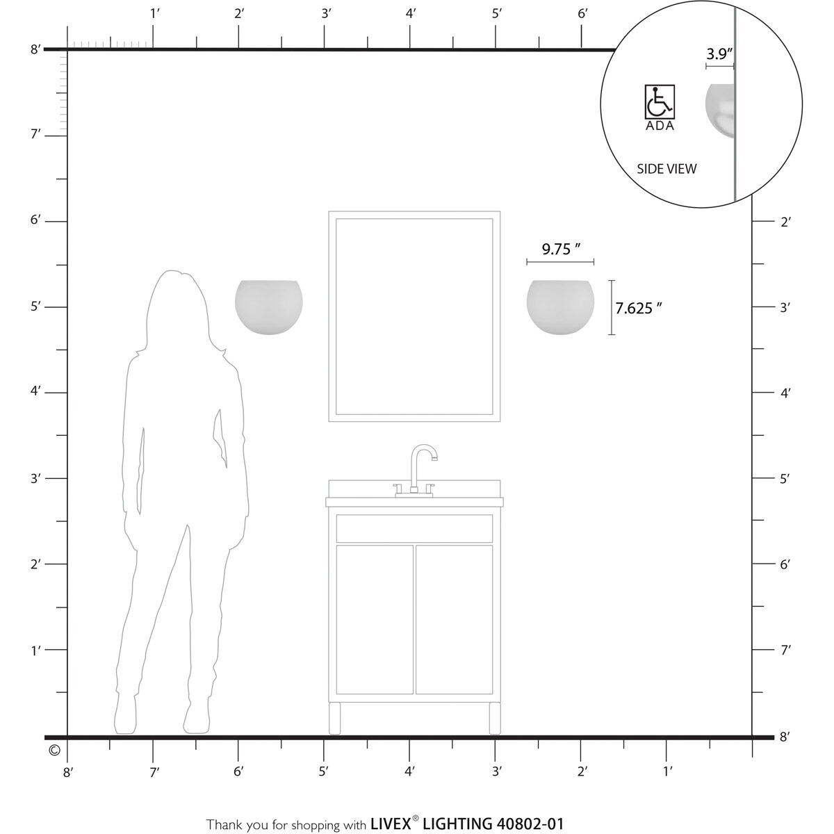 Piedmont 1 Light 10 inch Antique Brass ADA Wall Sconce Wall Light