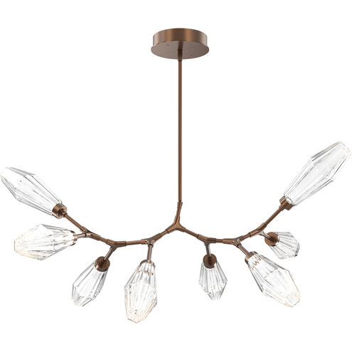 Aalto LED 47 inch Burnished Bronze Linear Pendant Ceiling Light in 3000K LED, Optic Rib Clear, Modern Branch