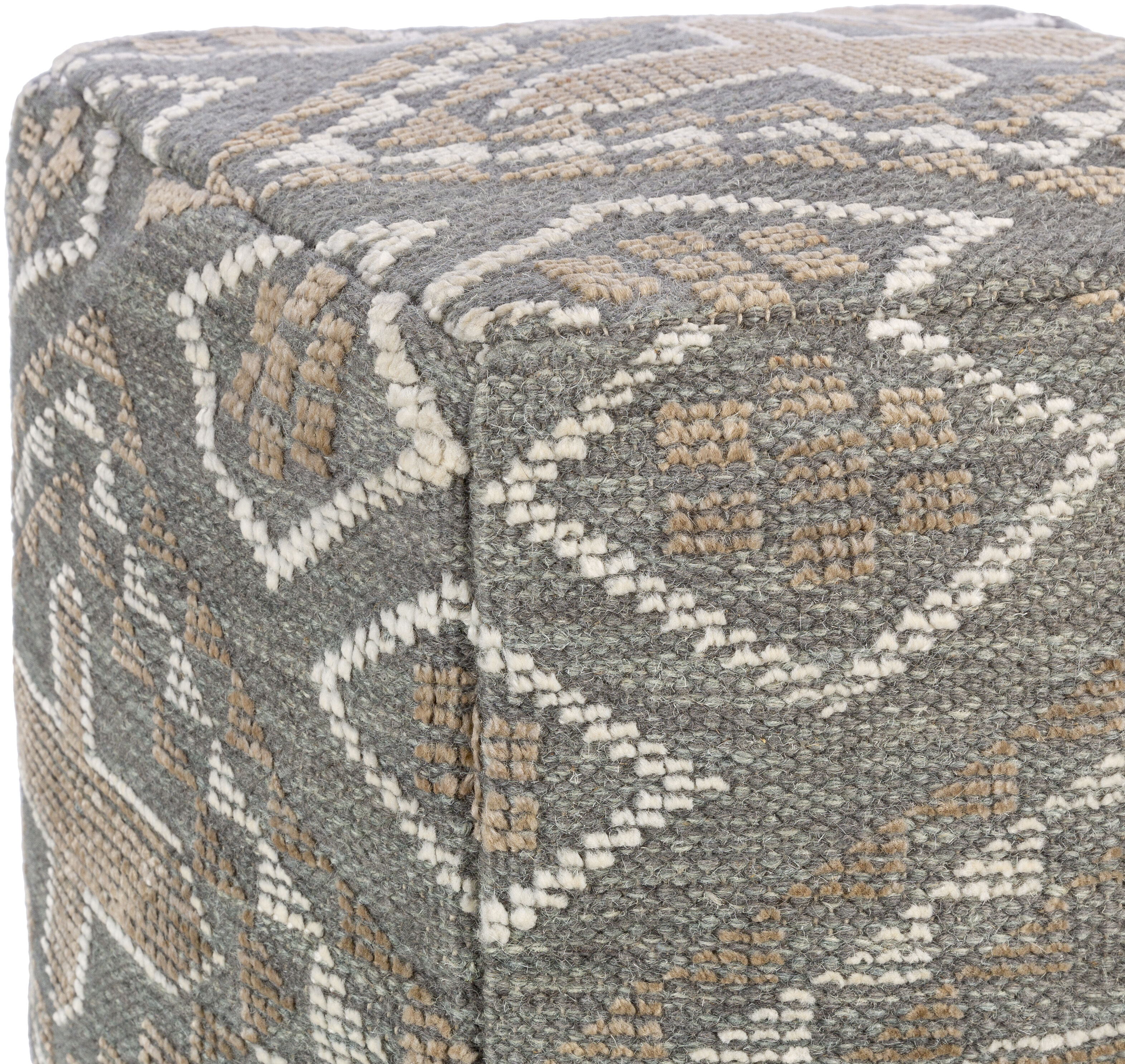 Nobel 18 inch Beige Pouf, Cube