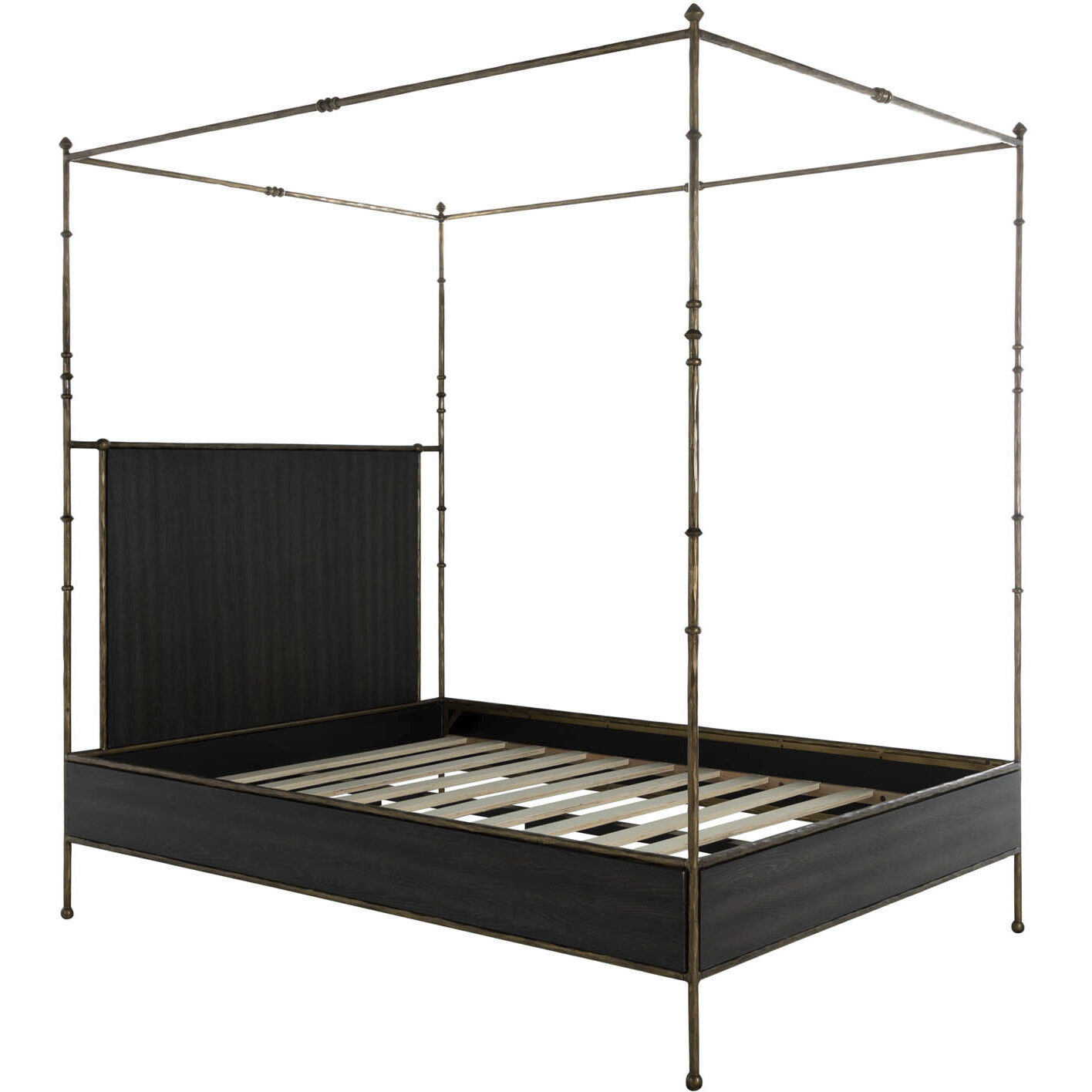 Reese Cerused Forest Black and Dark Antique Brass Queen Bed