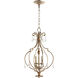 Ansley 3 Light 14 inch Aged Silver Leaf Mini Chandelier Ceiling Light