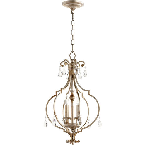 Ansley 3 Light 14 inch Aged Silver Leaf Mini Chandelier Ceiling Light