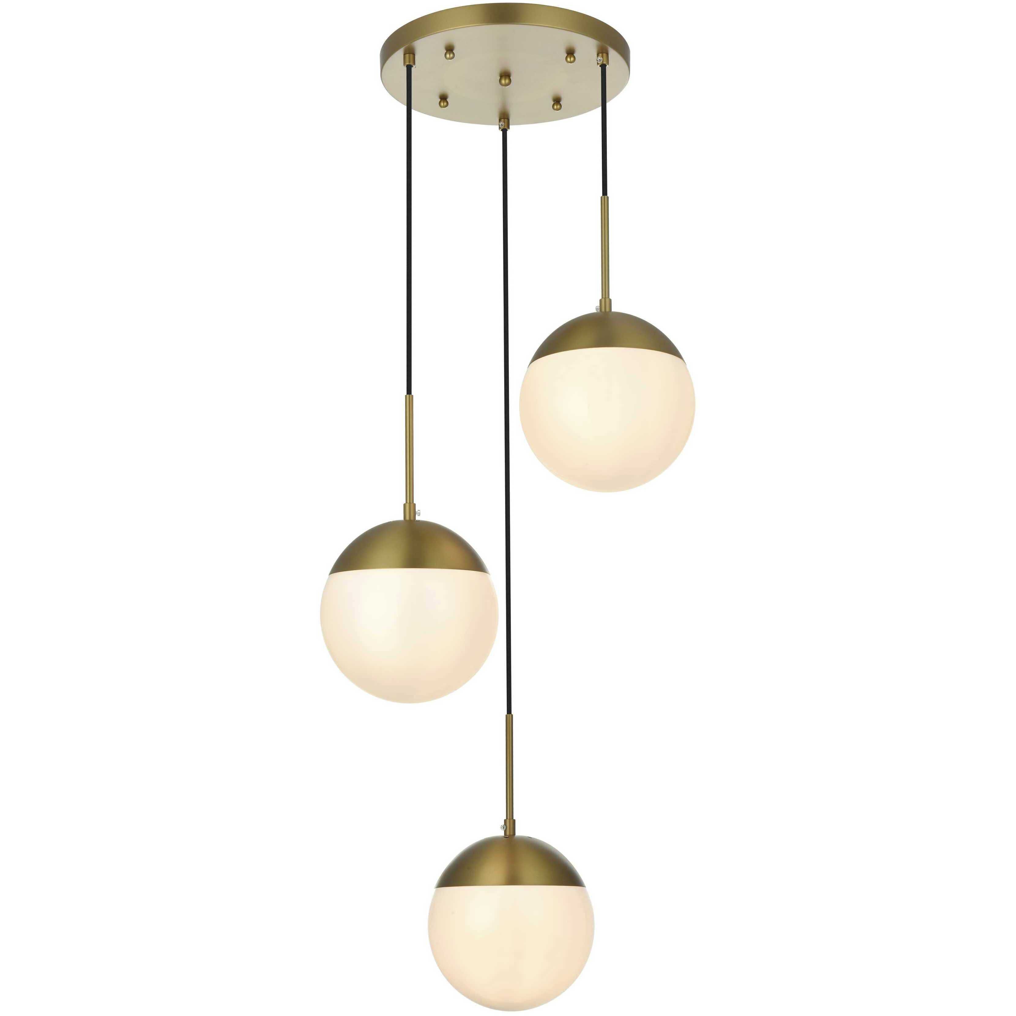 Eclipse 3 Light 18 inch Satin Gold Pendant Ceiling Light