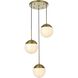 Eclipse 3 Light 18 inch Satin Gold Pendant Ceiling Light