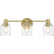 Vessair 3 Light 22.5 inch Vintage Brass Bathroom Vanity Light Wall Light