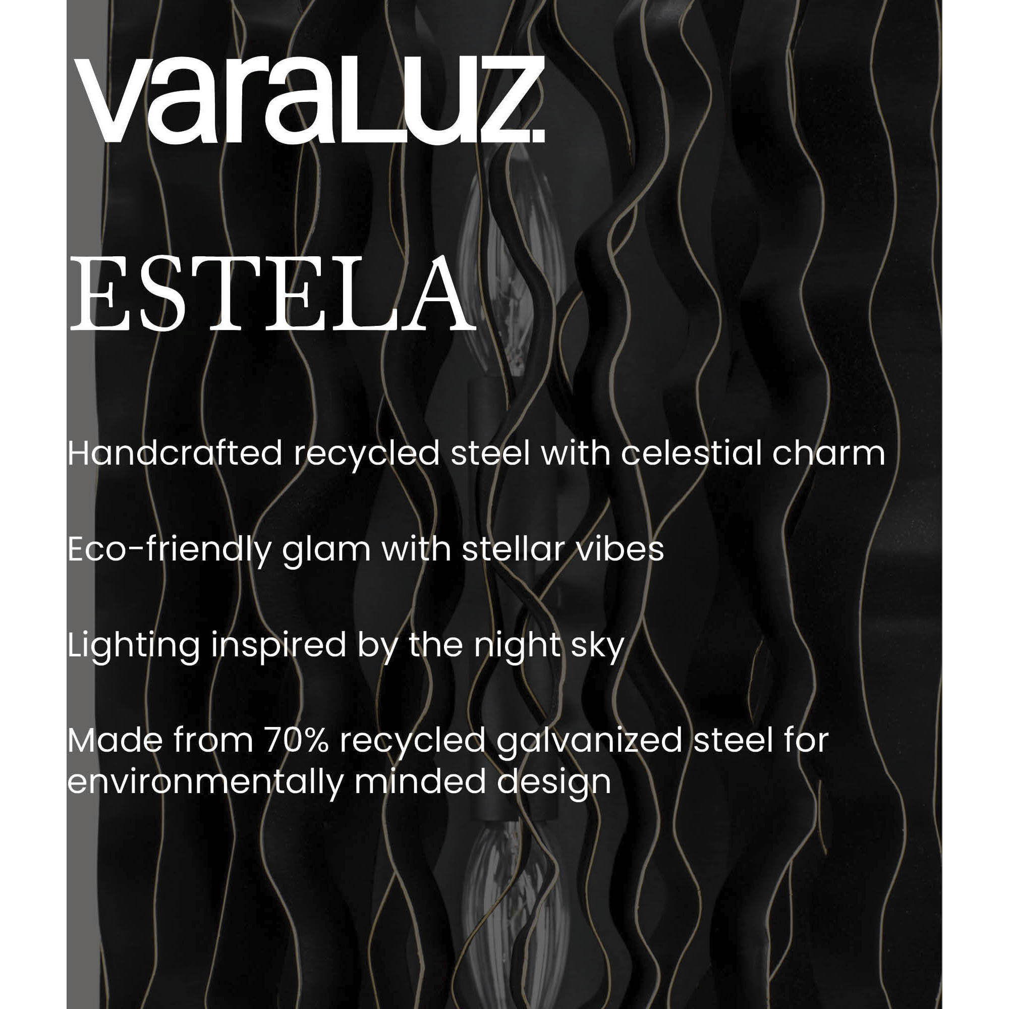 Estela 5 Light 36 inch Matte Black and French Gold Linear Pendant Ceiling Light, Smithsonian Collaboration