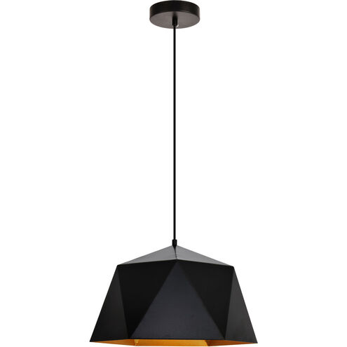 Arden 1 Light 15 inch Black with Golden Inside Pendant Ceiling Light