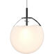 Cantina LED 15 inch Satin Black Pendant Ceiling Light in Poured White Glass